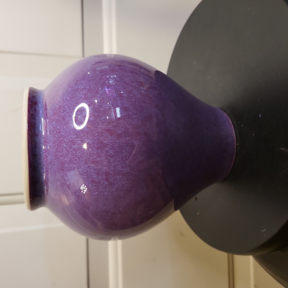 Chinese Plum Flambe Glaze Vase Signed M P w/ Chop Mark - Picture 6 of 10